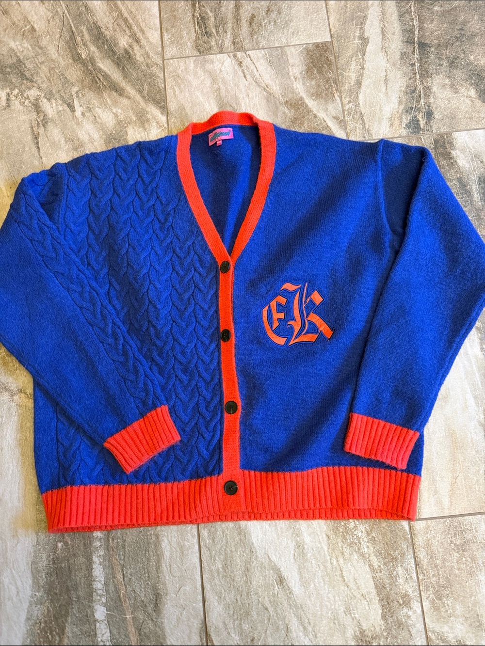 Edikted Royal Blue Cardigan with Orange Trim